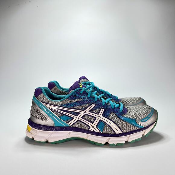 Asics Gel Excite 2 Silver Turquoise Athletic Comfort Running Shoes Women Sz 7.5 - Picture 1 of 11